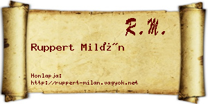 Ruppert Milán névjegykártya