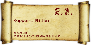 Ruppert Milán névjegykártya